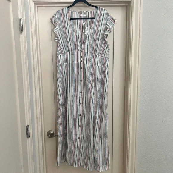 Marine Layer Camilla Midi Dress Multi Striped Size XL NWT - Picture 4 of 15